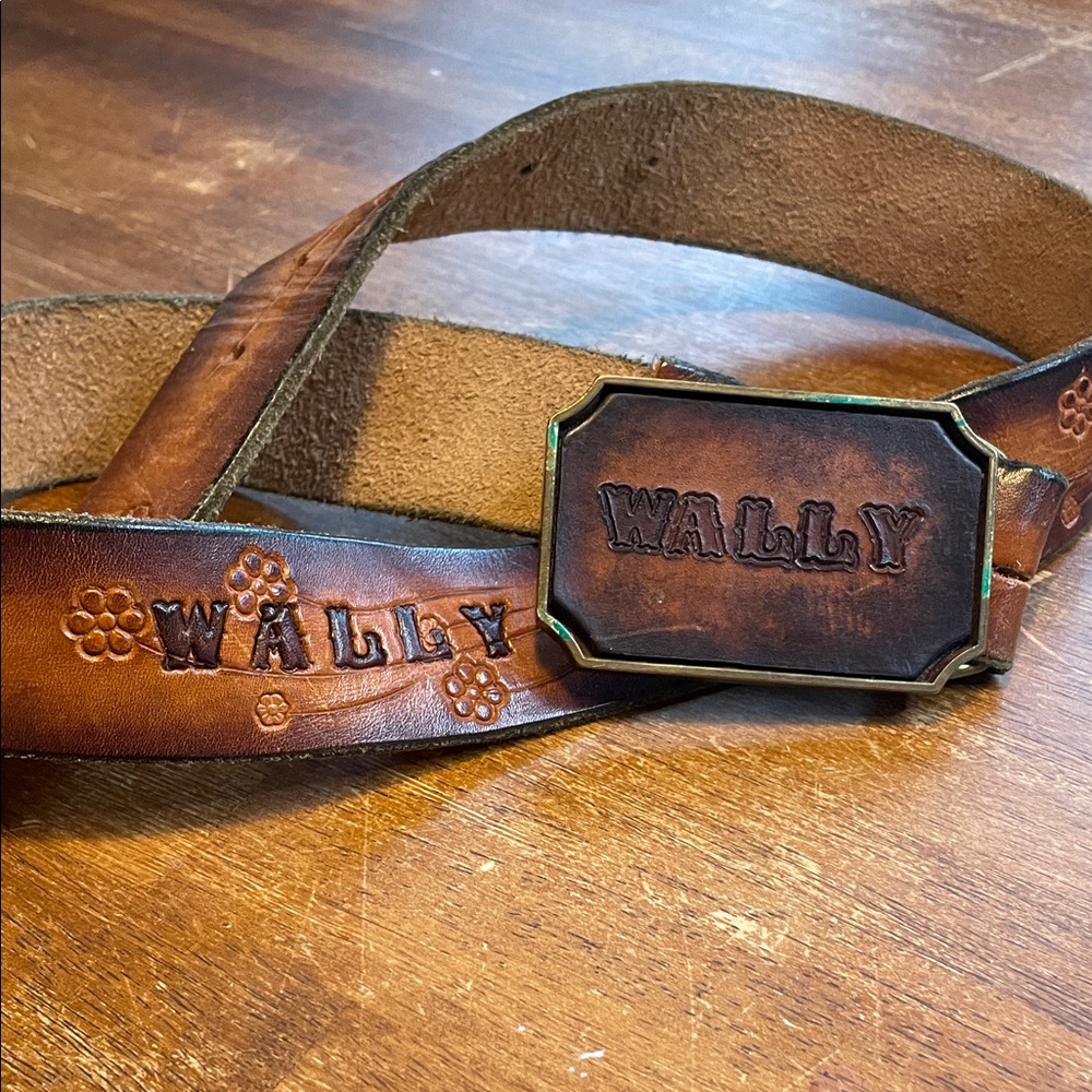 Vintage bts Brown Leather Belt with Solid Brass Buckle